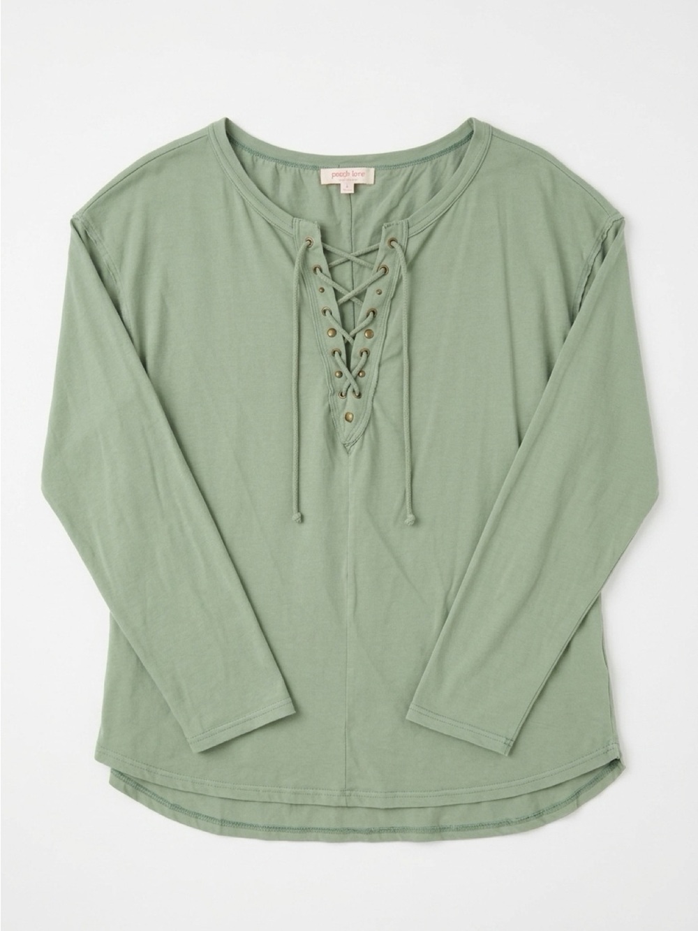 Peach Love California Sage Lace Up Oversized Tunic Top L